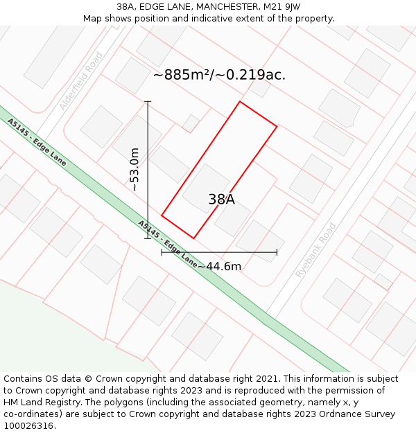 38A, EDGE LANE, MANCHESTER, M21 9JW: Plot and title map