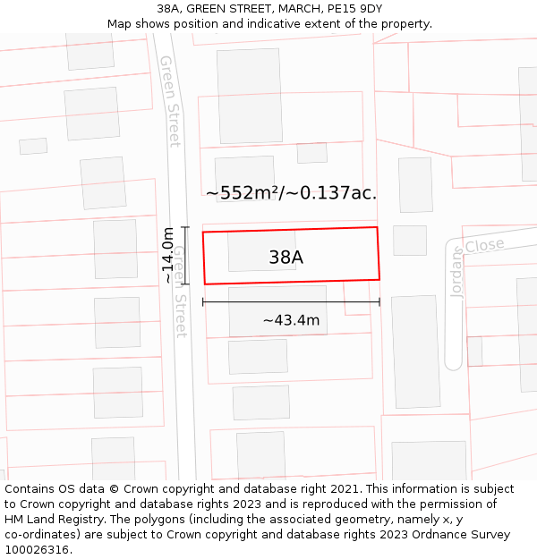 38A, GREEN STREET, MARCH, PE15 9DY: Plot and title map