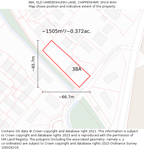 38A, OLD HARDENHUISH LANE, CHIPPENHAM, SN14 6HH: Plot and title map