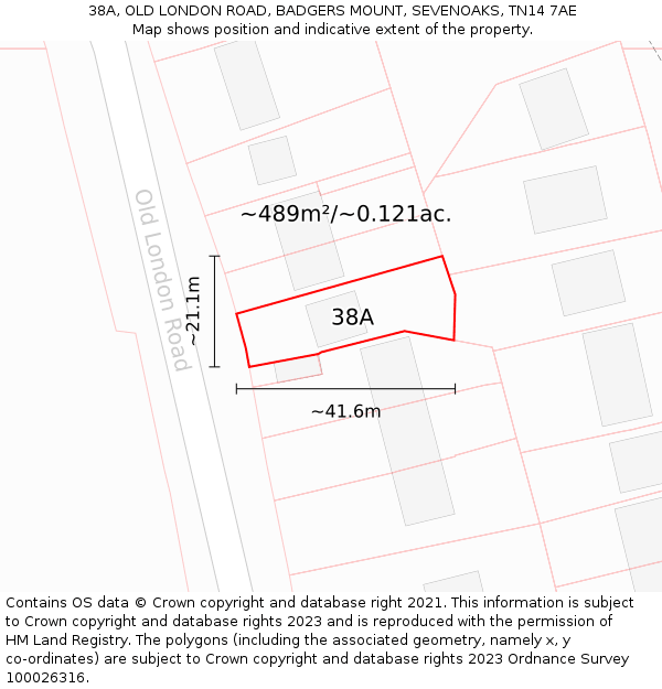 38A, OLD LONDON ROAD, BADGERS MOUNT, SEVENOAKS, TN14 7AE: Plot and title map