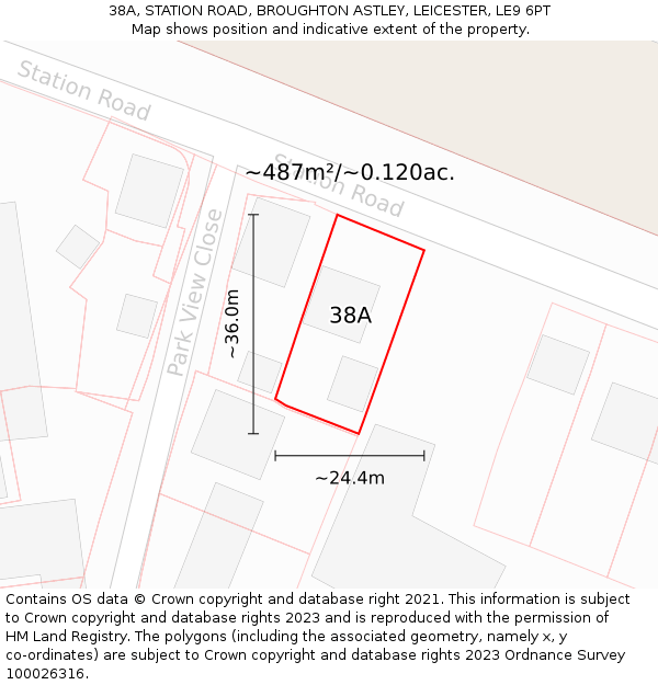 38A, STATION ROAD, BROUGHTON ASTLEY, LEICESTER, LE9 6PT: Plot and title map