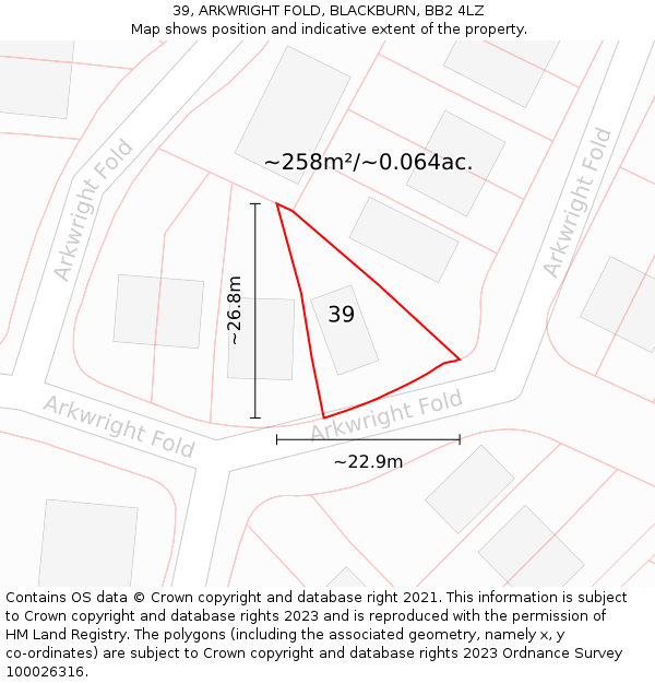 39, ARKWRIGHT FOLD, BLACKBURN, BB2 4LZ: Plot and title map