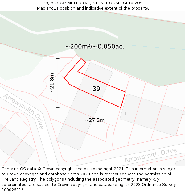 39, ARROWSMITH DRIVE, STONEHOUSE, GL10 2QS: Plot and title map