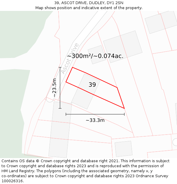 39, ASCOT DRIVE, DUDLEY, DY1 2SN: Plot and title map