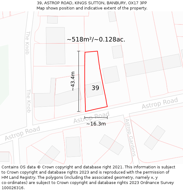 39, ASTROP ROAD, KINGS SUTTON, BANBURY, OX17 3PP: Plot and title map