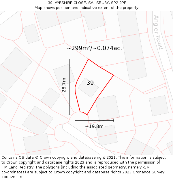 39, AYRSHIRE CLOSE, SALISBURY, SP2 9PF: Plot and title map