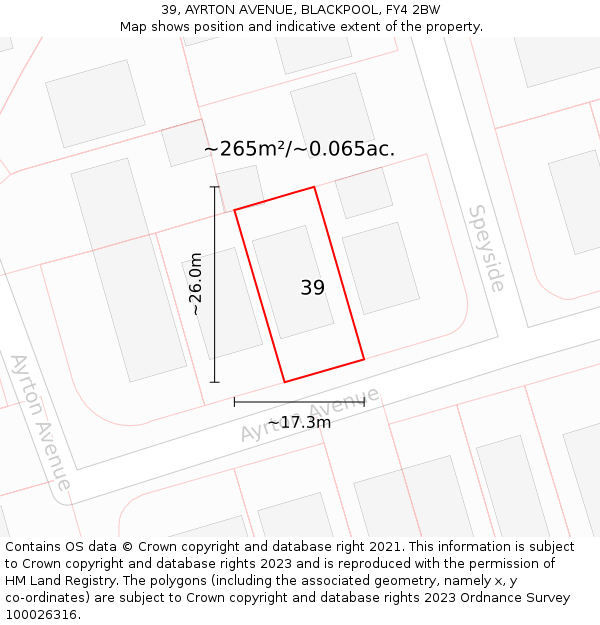 39, AYRTON AVENUE, BLACKPOOL, FY4 2BW: Plot and title map