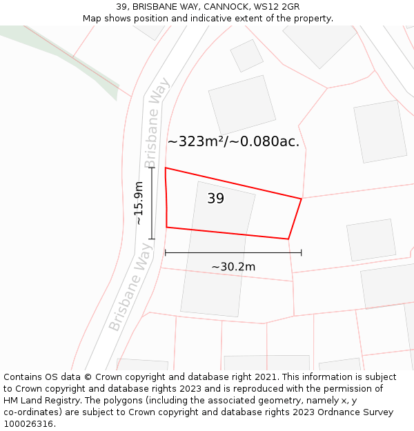 39, BRISBANE WAY, CANNOCK, WS12 2GR: Plot and title map
