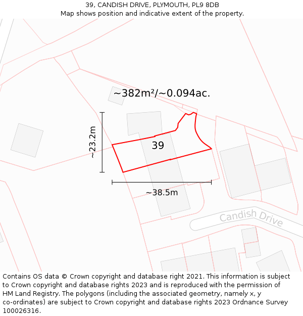 39, CANDISH DRIVE, PLYMOUTH, PL9 8DB: Plot and title map