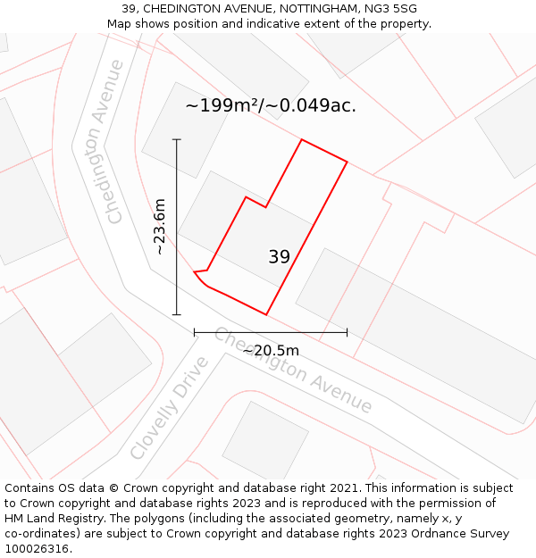 39, CHEDINGTON AVENUE, NOTTINGHAM, NG3 5SG: Plot and title map