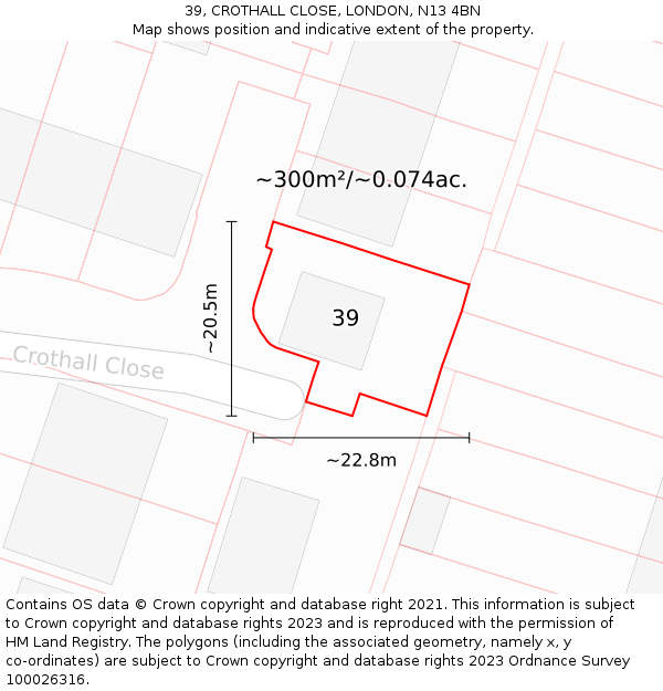 39, CROTHALL CLOSE, LONDON, N13 4BN: Plot and title map