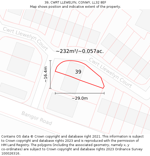 39, CWRT LLEWELYN, CONWY, LL32 8EF: Plot and title map