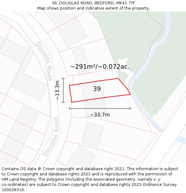 39, DOUGLAS ROAD, BEDFORD, MK41 7YF: Plot and title map