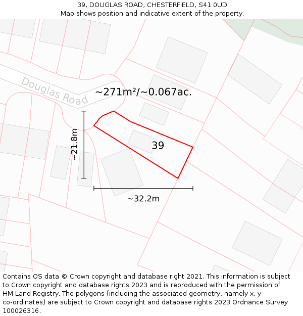 39, DOUGLAS ROAD, CHESTERFIELD, S41 0UD: Plot and title map