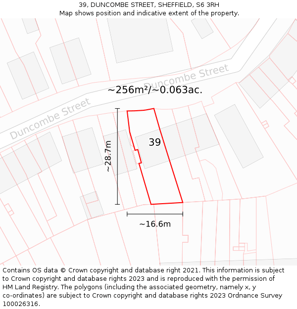 39, DUNCOMBE STREET, SHEFFIELD, S6 3RH: Plot and title map