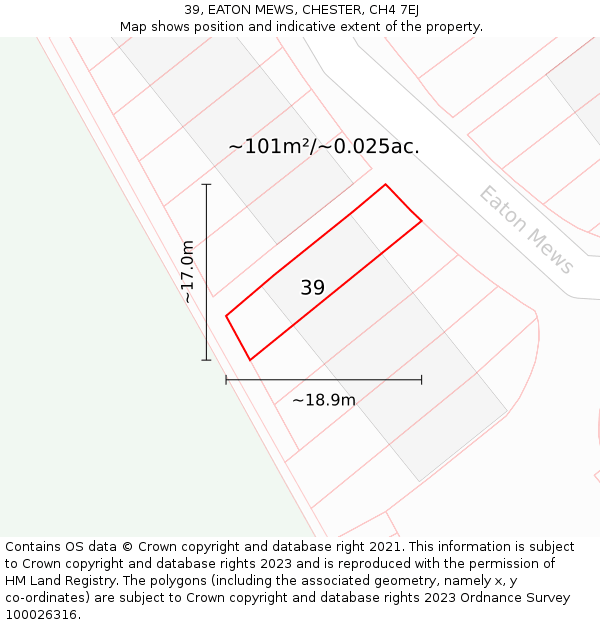 39, EATON MEWS, CHESTER, CH4 7EJ: Plot and title map