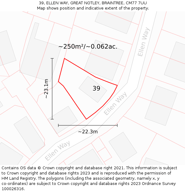 39, ELLEN WAY, GREAT NOTLEY, BRAINTREE, CM77 7UU: Plot and title map