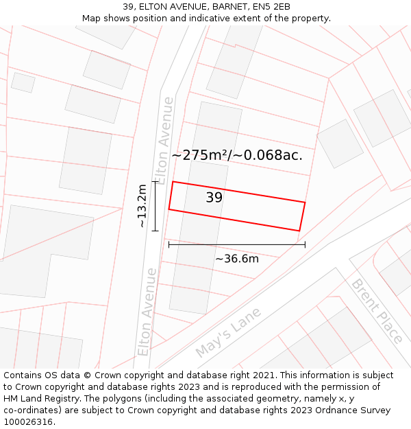 39, ELTON AVENUE, BARNET, EN5 2EB: Plot and title map