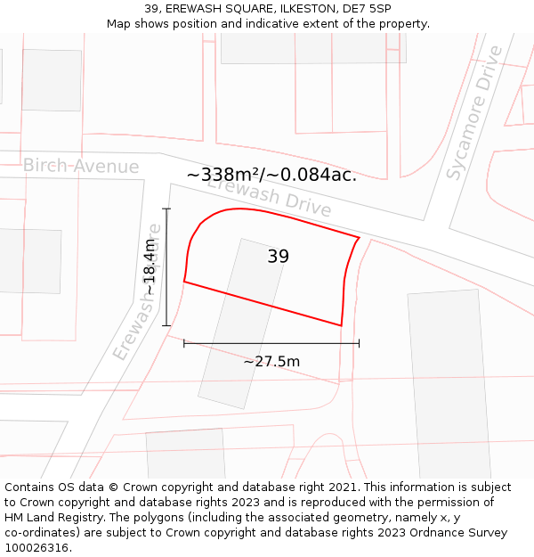 39, EREWASH SQUARE, ILKESTON, DE7 5SP: Plot and title map