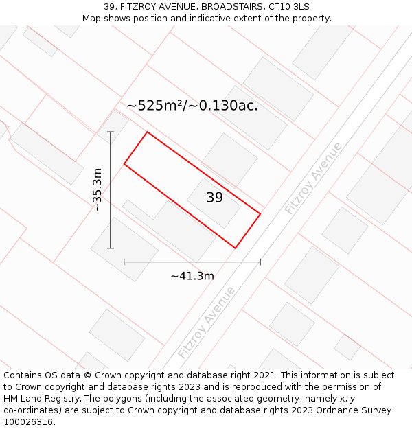 39, FITZROY AVENUE, BROADSTAIRS, CT10 3LS: Plot and title map