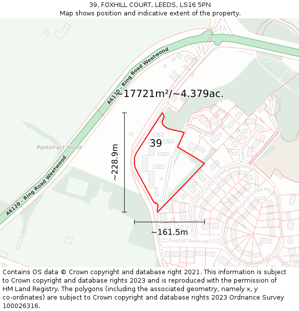 39, FOXHILL COURT, LEEDS, LS16 5PN: Plot and title map