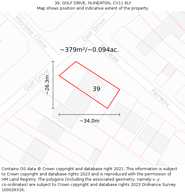 39, GOLF DRIVE, NUNEATON, CV11 6LY: Plot and title map