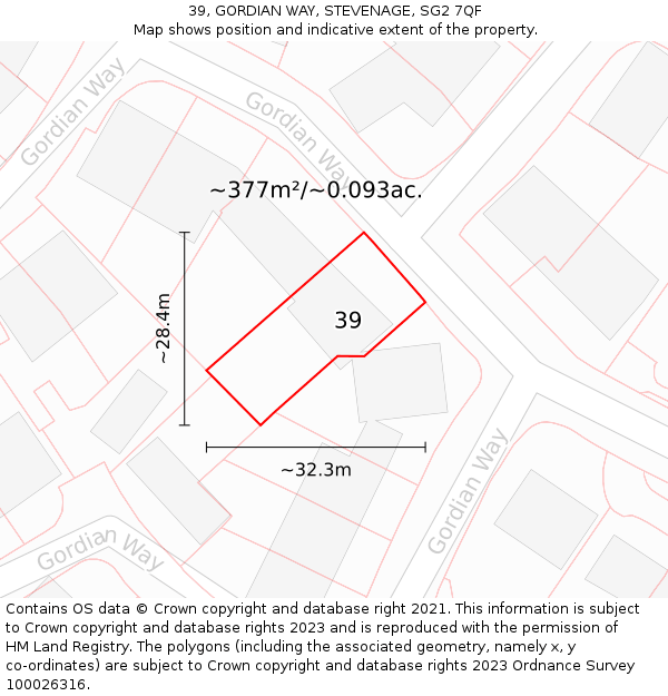 39, GORDIAN WAY, STEVENAGE, SG2 7QF: Plot and title map