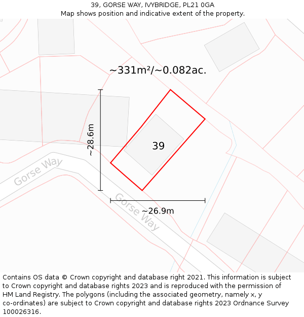 39, GORSE WAY, IVYBRIDGE, PL21 0GA: Plot and title map