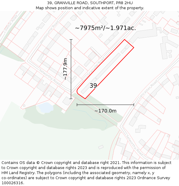 39, GRANVILLE ROAD, SOUTHPORT, PR8 2HU: Plot and title map