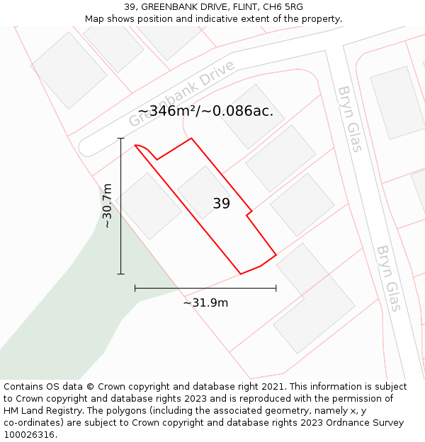 39, GREENBANK DRIVE, FLINT, CH6 5RG: Plot and title map