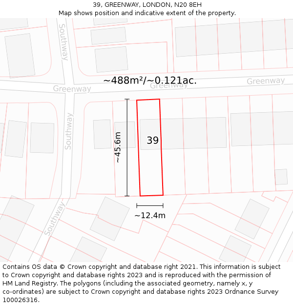39, GREENWAY, LONDON, N20 8EH: Plot and title map