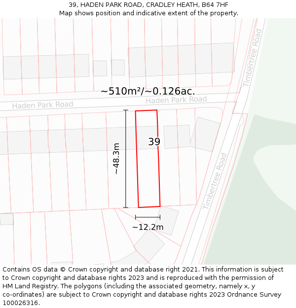 39, HADEN PARK ROAD, CRADLEY HEATH, B64 7HF: Plot and title map