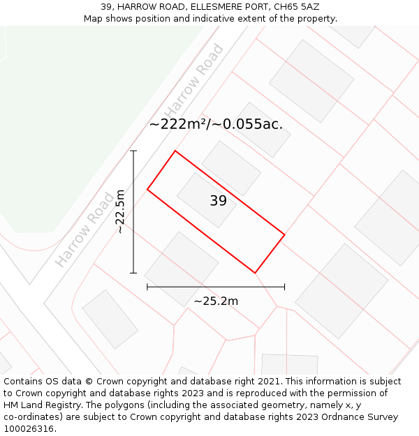 39, HARROW ROAD, ELLESMERE PORT, CH65 5AZ: Plot and title map