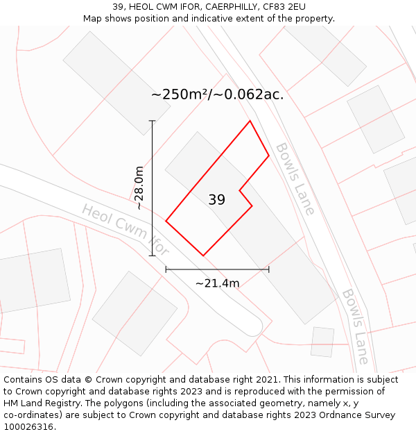 39, HEOL CWM IFOR, CAERPHILLY, CF83 2EU: Plot and title map