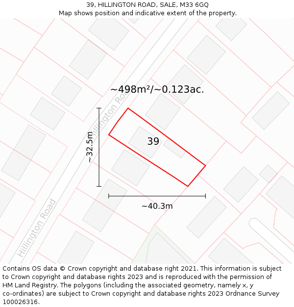 39, HILLINGTON ROAD, SALE, M33 6GQ: Plot and title map