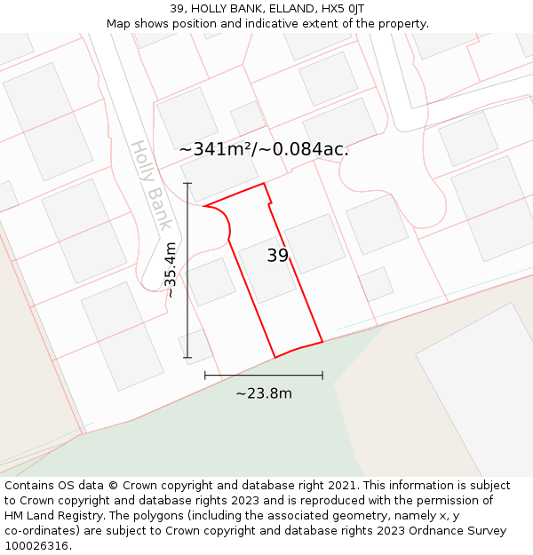 39, HOLLY BANK, ELLAND, HX5 0JT: Plot and title map