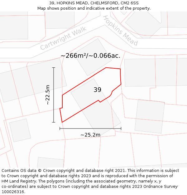 39, HOPKINS MEAD, CHELMSFORD, CM2 6SS: Plot and title map