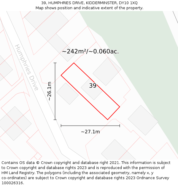 39, HUMPHRIES DRIVE, KIDDERMINSTER, DY10 1XQ: Plot and title map