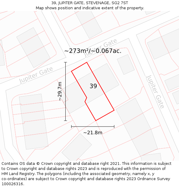 39, JUPITER GATE, STEVENAGE, SG2 7ST: Plot and title map