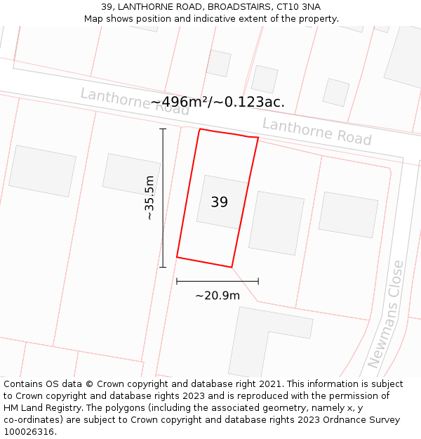 39, LANTHORNE ROAD, BROADSTAIRS, CT10 3NA: Plot and title map