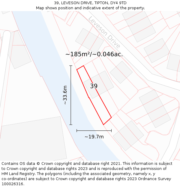 39, LEVESON DRIVE, TIPTON, DY4 9TD: Plot and title map