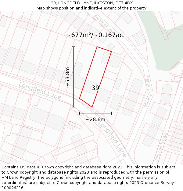 39, LONGFIELD LANE, ILKESTON, DE7 4DX: Plot and title map