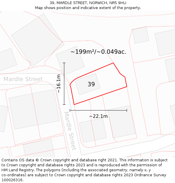 39, MARDLE STREET, NORWICH, NR5 9HU: Plot and title map