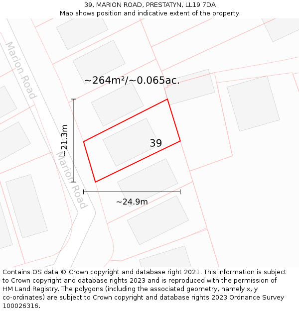 39, MARION ROAD, PRESTATYN, LL19 7DA: Plot and title map