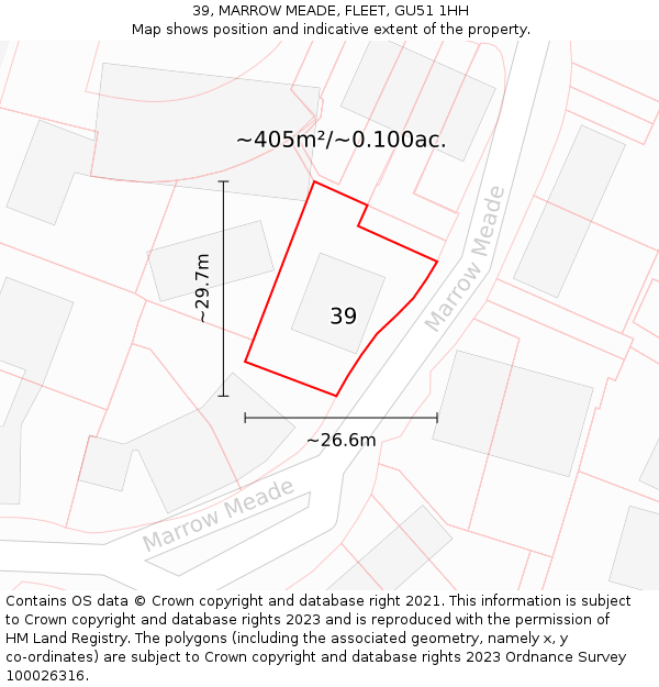 39, MARROW MEADE, FLEET, GU51 1HH: Plot and title map