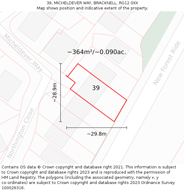 39, MICHELDEVER WAY, BRACKNELL, RG12 0XX: Plot and title map
