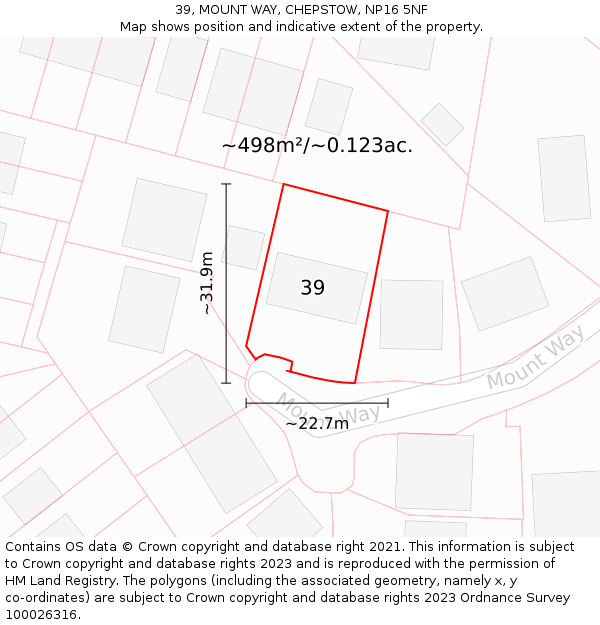 39, MOUNT WAY, CHEPSTOW, NP16 5NF: Plot and title map