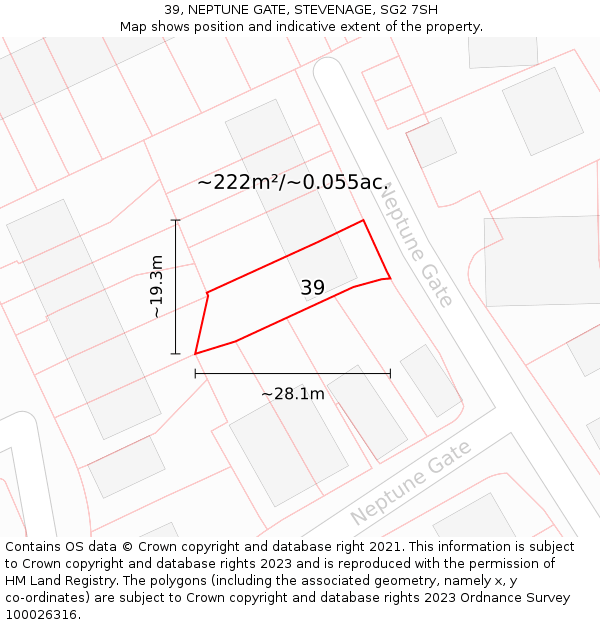 39, NEPTUNE GATE, STEVENAGE, SG2 7SH: Plot and title map