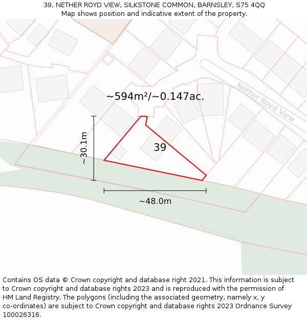 39, NETHER ROYD VIEW, SILKSTONE COMMON, BARNSLEY, S75 4QQ: Plot and title map