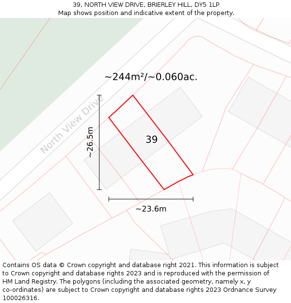 39, NORTH VIEW DRIVE, BRIERLEY HILL, DY5 1LP: Plot and title map